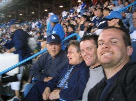 Grandma + Grandpa and us at the Dodger Game